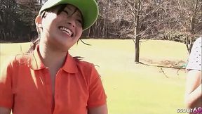 Cute Japanese Teen seduce to MMF Threesome Sex at Golf Lesson - HD - 35:47 video - from XVideosRed
