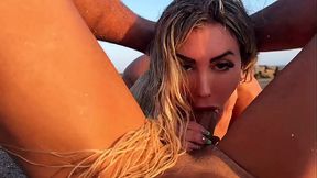 POV blowjob on the beach from horny blonde with deep throat - HD - 11:43 video - from xnxxGold