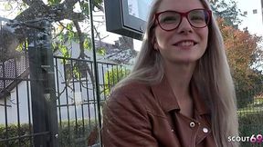 Fit blonde glasses girl gets picked up and fucked in casting session - HD - 12:32 video - from Jizzberry
