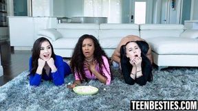 Teen besties go wild with big cocks and deepthroat - SD - 8:01 video - from EbonyDen