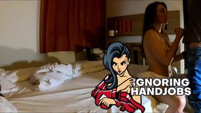 Big natural tits fitness teacher gives a precum dripping handjob and takes all the cum on her tits in a hotel room - HD - 29:39 video - from FapHouse