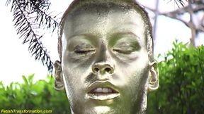Crazy outdoor gold metallic painted busty statue girl - HD - 2:12 video - from xHamster