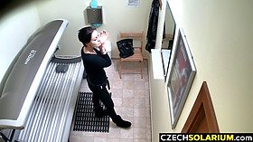 Luxury Busty brunette masturbates in solarium - HD - 13:16 video - from Hog.tv