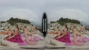 Bombshell Nude Beach Darling Rebeka Ruby Masturbates With Dildo Risky Public Jilling Friends Sunbathing - VR - 7:59 video - from PornL
