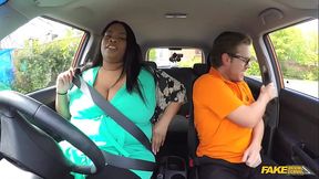 Fake Driving School - Ebony BBW takes off her BIG PANTIES and has sex in a car - HD - 15:10 video - from XVideos
