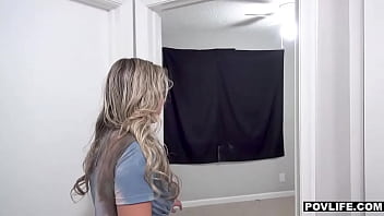 Wild blonde teen catches glimpse of huge cock, can't resist a public handjob - SD - 12:21 video - from W4NKR