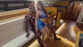 On the Miami waters, Valerie Kay enjoys her BBC time in the yacht - HD - 11:35 video - from XGroovy