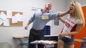 Naughty blonde student Kiara Knight punished by big cock in classroom - reality hardcore - HD - 28:15 video - from XHand