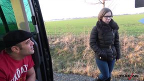 Small tiny babe found in the fields and cum covered glasses after great fuck - HD - 8:12 video - featuring Sasha Zima - from xHamster