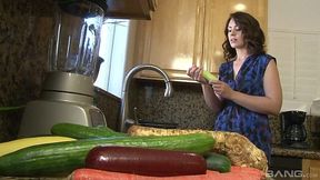 Crazy housewife Sarah Shevon is fucking herself with two cucumbers - HD - 8:01 video - featuring Sarah Shevon - from AnySex