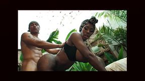 Green Goddess: Ebony beauty worships massive black cock - SD - 2:18 video - from FukXL