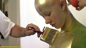 Real flexible contortionist gets golden painted - HD - 2:12 video - from xHamster