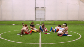 Lesbian orgy from cuties on the football field - HD - 5:45 video - from MegaTube