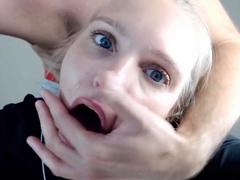 Kinky blonde camgirl with small tits deepthroats a dildo - HD - 29:30 video - from PornLib