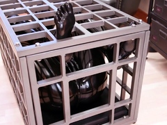 BDSM training session for caged slut in latex bodysuit - HD - 3:20 video - from PornLib