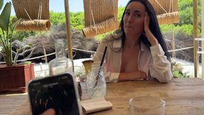 Secret fun with a vibrator on the remote control in public places (in a restaurant, on the beach, in a parking lot) - HD - 15:52 video - from xHamster