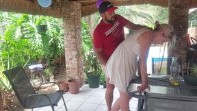 Fucking the Neighbors Wife on the Patio Were He Can Easily See Us - HD - 6:29 video - from FapHouse
