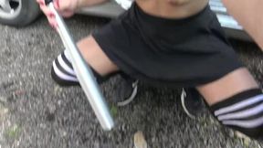 Vic Alouqua Plays with Her Baseball Bat in Public - HD - 15:42 video - from AbXXX