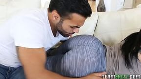 Curvy Latina with large booty rides cock and gets jizzed all over - 11:02 video - featuring Kitty Caprice - from BigAssz