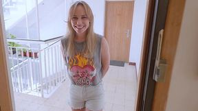 Pretty Slim Blonde Teen Hottie Wants To Know Her New Neighbor Better, So She Tempts Him To Fuck Her - HD - 17:06 video - from XGroovy
