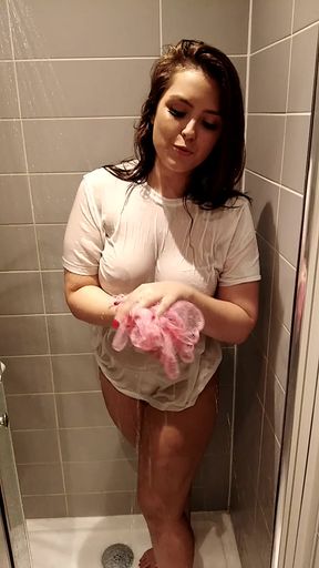Teen British Brunette Wet T Shirt Shower & Pussy Finger Fuck Orgasm - HD - 9:57 video - from xHamster