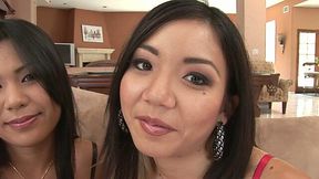 Dazzling Asian girls Keeani Lei and Kyanna Lee are giving awesome double blowjob - 7:52 video - from AnySex