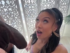 Asian beauty in lingerie fulfills big black cock fantasy - 21:28 video - from PornLib