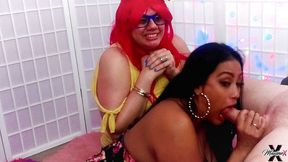 Maxine X - Two girl blowjob watching funny videos! - HD - 21:10 video - featuring Jack Moore - from FapHouse