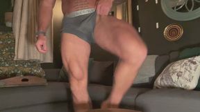 Taking Off Socks and Shoes After A Busy Day and Flexing Arms and Sweaty Feet - SD - 2:58 video - from Clips4sale