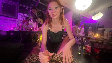 18 Year Old Ginger Stuns Everyone with Public Blowjob at Game Night - HD - 13:14 video - featuring Mad Maura - from Sheer