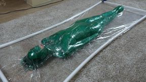 Green stretch film in a clear vacuum bed - HD - 7:15 video - from LoyalFans