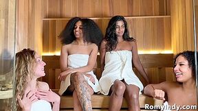Romy Indy And Hailey Haze - Suraya Ndia Valerie Mariah And Lesbian Foursome In Sauna - HD - 4:54 video - from ManySex