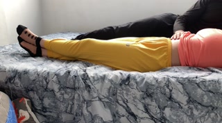 Relaxing massage while watching a movie with an Iranian MILF on the bed - HD - 7:29 video - from Pornzona