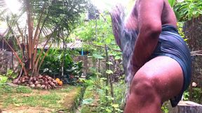 Indian desi bhabhi outside bathing wearing see through nighty and flashing neighbor - HD - 14:18 video - from FapHouse