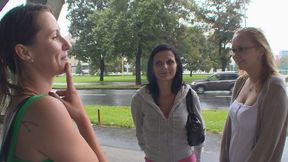 The triple outdoor blowjob with three sex-addicted girlfriends - HD - 12:00 video - from OK.XXX