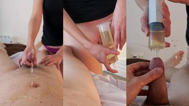 Piss injection. She injects her piss into his urethra. - HD - 3:28 video - from NewBestPorn