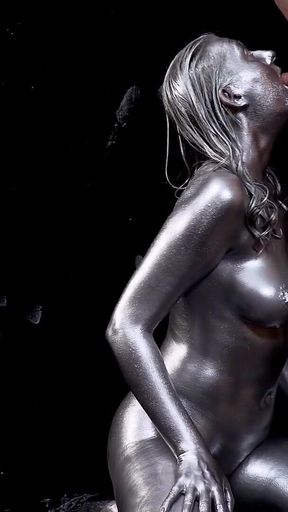 Full Body Silver Bodypaint Blowjob & Fuck - HD - 0:39 video - from FapHouse