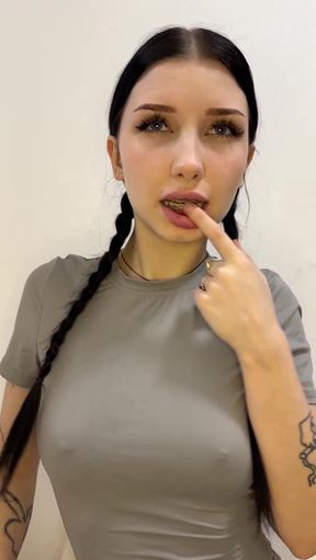 Natural braces teen flaunts her tits - HD - 0:15 video - from Boinkz