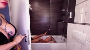 Spitting food and golden shower in the bathtub - SD - 5:19 video - from Clips4sale