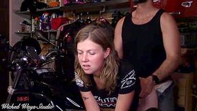 Fellow - Hot Biker Darling Takes A Hard Ass Fucking Bent Over My Motorcycle Lavender Joy - 8:00 video - from ManySex