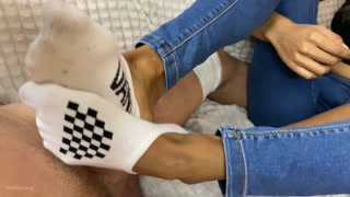 She interrupts Netflix with a SOCKJOB in her Dirty VANS Ped socks - Surprising Ending 😈 - HD - 10:52 video - from Pornfact