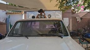 Milah Arches Cranking fantasy battle on flip flops vs the Old Uncle Jesse Truck - SD - 6:24 video - from Clips4sale