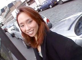 Asian chick gets spitroasted in the back seat of the car - 8:08 video - from FapHouse