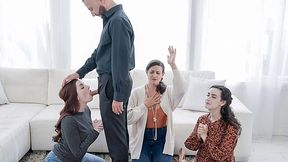 Three wives and only one dick, priorities! - HD - 7:41 video - from AnySex