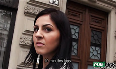 Brunette amateur takes cash for a facial - 6:07 video - from FetishShrine