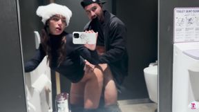 Fit Round-assed Latina Cutie In a Furry Hat Sucks Her BF's Dick & Gets Fucked In the Public Toilet - HD - 16:54 video - from Fapality