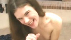 A skinny flat-chested brunette sucking a small dick like a pro - HD - 9:11 video - from xHamster