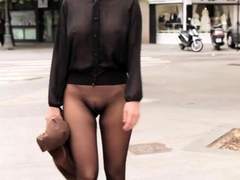 No skirt seamless pantyhose in public - 7:13 video - from DrTuber