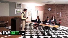 Classroom Lesbian Threesome With Newcomer Nikki Nicole and Debate Leader Camilla Cream - HD - 10:53 video - from XVideos