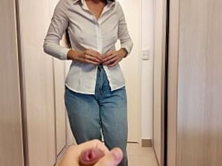 Stepmother helped her stepson quickly cum in her panties before work - HD - 7:39 video - from Lesbian8